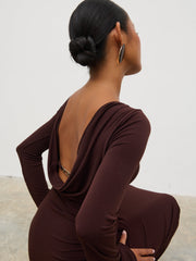 Hadley Cowl Back Jersey Maxi Dress - Brown