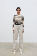 Hailey Stripe Knit Top - Navy and Cream