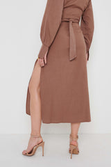 Harrie Ruched Skirt - Brown