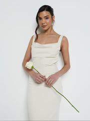 Harriet Cowl Neck Crepe Maxi Bridesmaid Dress - Champagne