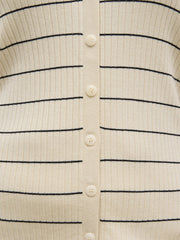 Hattie Stripe Knit Waistcoat Curve - Cream and Black