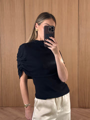Adhara Knitted Poncho Top - Black
