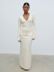 Iliana Cable Knit Midaxi Skirt - Cream