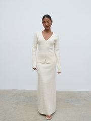 Iliana Cable Knit Midaxi Skirt - Cream