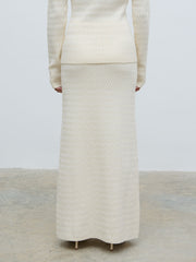 Iliana Cable Knit Midaxi Skirt - Cream
