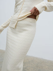 Iliana Cable Knit Midaxi Skirt - Cream