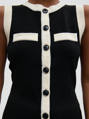 Indigo Contrast Knit Waistcoat - Black and Cream