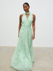Ingrid Ruffle Maxi Dress - Sage