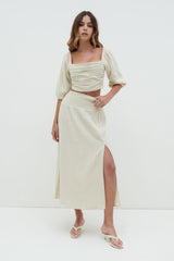 Ingrid Ruched Midaxi Skirt - Beige