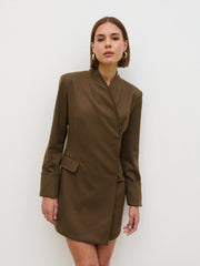 Iris Blazer Mini Dress - Khaki Brown