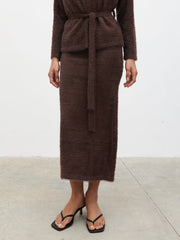 Isabella Fluffy Knit Midaxi Skirt - Chocolate