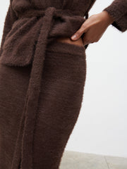 Isabella Fluffy Knit Midaxi Skirt - Chocolate