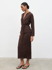 Isabella Fluffy Knit Midaxi Skirt - Chocolate