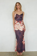 Jenny Satin Floral Maxi Dress