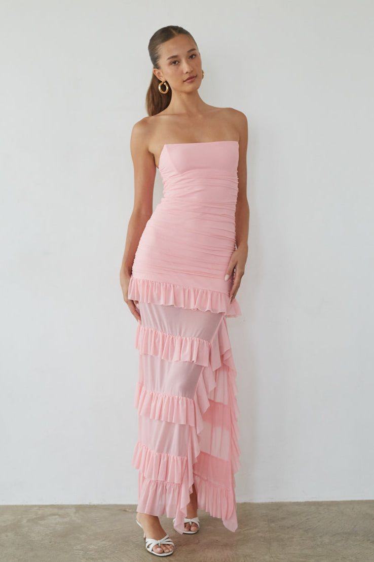 Joss Mesh Ruffle Maxi Dress
