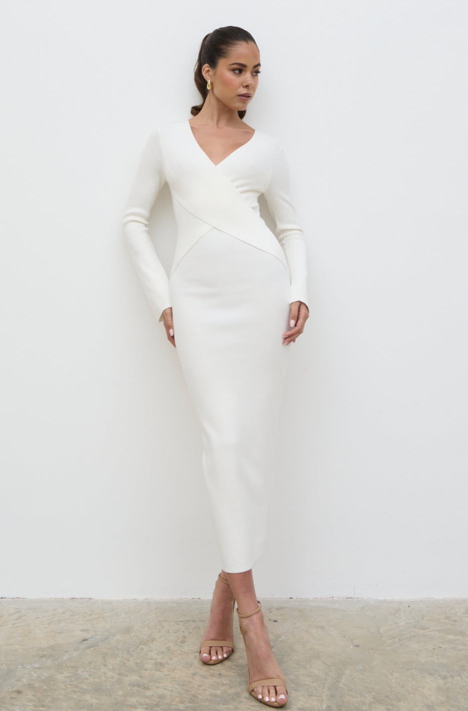 Jacklin Wrap Midaxi Dress - Cream