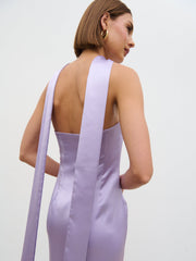 Jai Bandeau Neck Tie Maxi Dress - Lilac