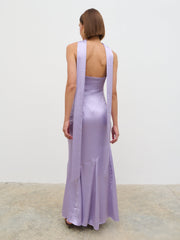 Jai Bandeau Neck Tie Maxi Dress - Lilac