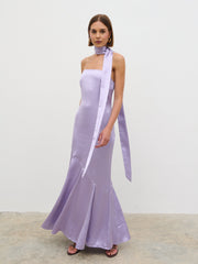 Jai Bandeau Neck Tie Maxi Dress - Lilac