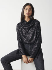 Jayda Sequin Blouse - Black
