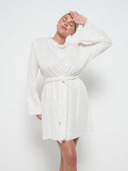 Jayda Sequin Cowl Neck Dress - Ivory