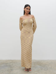 Joanna Bardot Knit Maxi Dress - Lemon Melange
