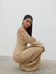Joanna Bardot Knit Maxi Dress - Lemon Melange