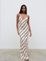 Jodina Maxi Dress - Asymmetric Stripe