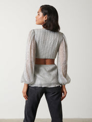 Josie Metallic Blouse - Silver