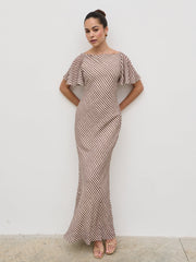 Jules Maxi Dress - Brown and Cream Stripe