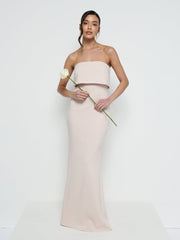 Julia Strapless Crepe Maxi Bridesmaid Dress - Blush