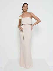 Julia Strapless Crepe Maxi Bridesmaid Dress - Blush