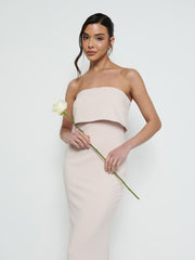 Julia Strapless Crepe Maxi Bridesmaid Dress - Blush