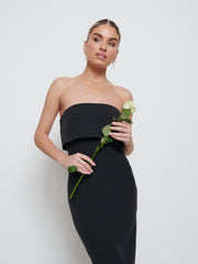 Julia Crepe Maxi Bridesmaid Dress - Black