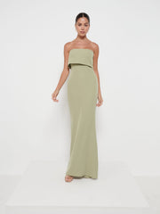 Julia Crepe Maxi Bridesmaid Dress - Olive