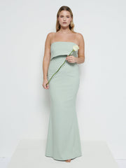 Julia Strapless Crepe Maxi Bridesmaid Dress - Sage