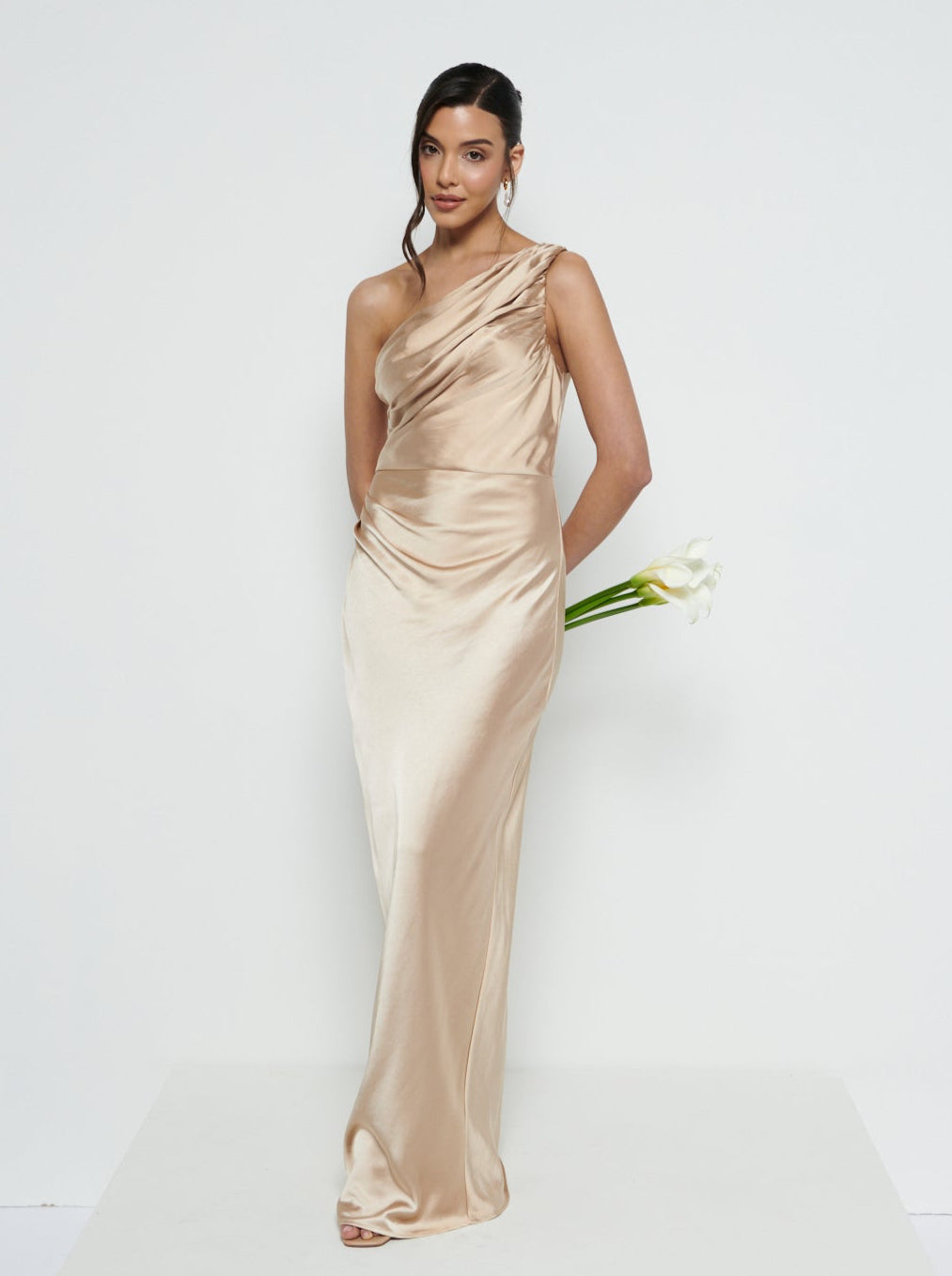 Juliet Ruched Maxi Bridesmaid Dress - Matte Bronze