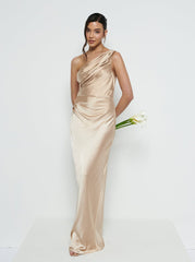 Juliet Ruched Maxi Bridesmaid Dress - Matte Bronze