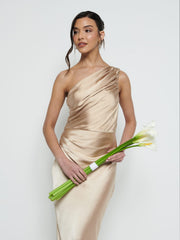 Juliet Ruched Maxi Bridesmaid Dress - Matte Bronze