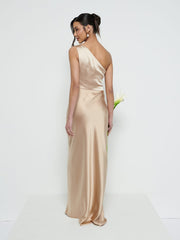Juliet Ruched Maxi Bridesmaid Dress - Matte Bronze