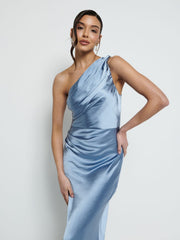 Juliet Ruched Maxi Bridesmaid Dress - Dusty Blue