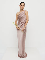 Juliet Ruched Satin Maxi Dress - Amethyst