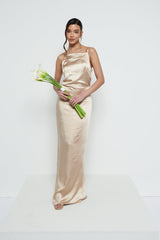 June Satin Maxi Bridesmaid Dress - Bronze