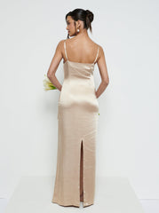 June Satin Maxi Bridesmaid Dress - Bronze