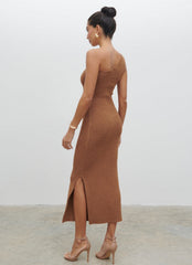 Juno One Shoulder Knit Midaxi Dress - Almond