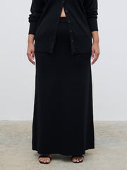 Justine Rib Knit Maxi Skirt Curve - Black