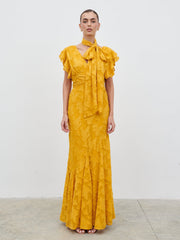 Katelynn Frill Jacquard Maxi Dress - Yellow Ochre