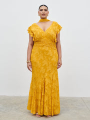 Katelynn Frill Jacquard Maxi Dress Curve - Yellow Ochre
