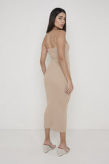 Keira Bandeau Midaxi Knit Dress - Beige