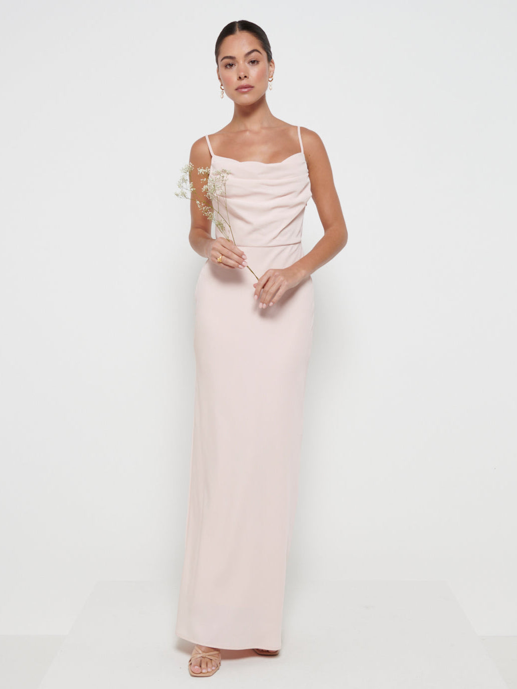 Keisha Cowl Neck Maxi Bridesmaid Dress - Blush